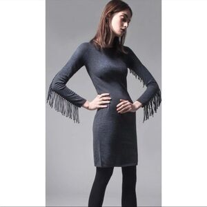Yoana Baraschi Raven Fringe Charcoal Wool Dress XS